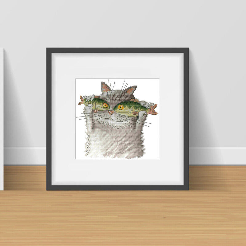 Cotton Thread Fish in Eyes Partial Cross Stitch Stamped Embroidery Handicraft