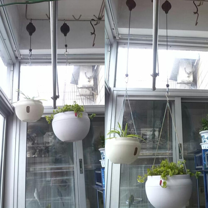 2X Retractable Pulley Hanging Basket Pull Down Hanger Garden Baskets Pot Newly