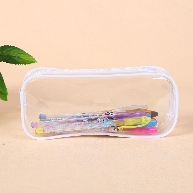 Waterproof Dust-proof PVC Transparent Pencil Case Zipper Pen Holder (White)