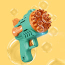 Bubble Guns Toys 29 Holes Electric Bubbles Machine for Kids Play (Green)
