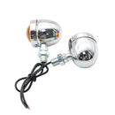 1 Pair Mini Retro Motorcycle Turn Signal Lights Motorbike Blinkers (Chrome)