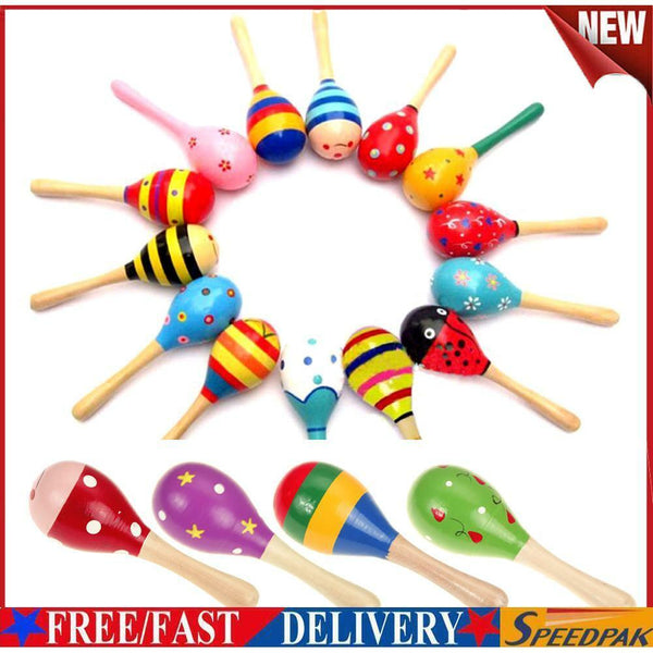 Baby Kids Sound Music Gift Toddler Rattle Musical Wooden Colorful Toys #F
