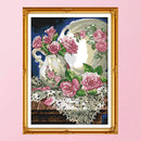 Cross Stitch 14CT Stamp Canvas Vase and Rose Embroidery DIY Handwork (J283)