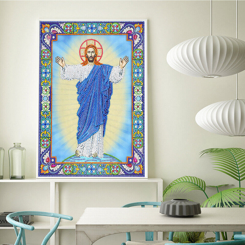 5D DIY Special Shaped Diamond Painting God Cross Stitch Mosaic Kit Home Wall Art