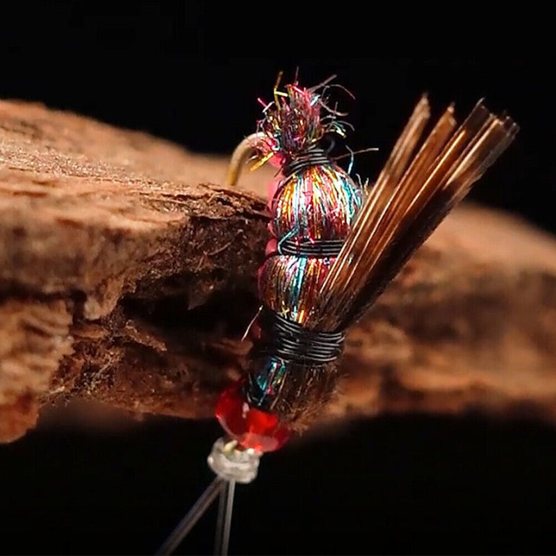 10x Sequins Fly Fishing Lures Artificial Bait Flies with Barbed Hook (14)