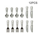 12pcs Puppenhaus Miniatur Edelstahl Besteck Geschirr Gabel-Set I5T8