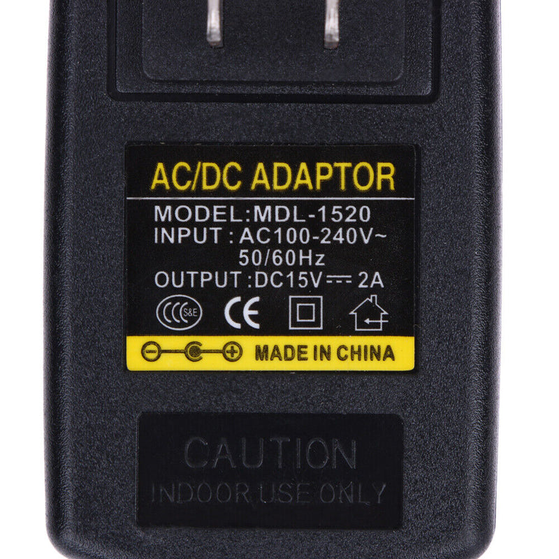 DC15V 2A Adapter AC 100V-240V to DC 15V Converter Power Supply Adapter