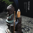 20pcs Incense Cones 1pcs Burner Buddha Waterfall Backflow Stove (Green) Newly