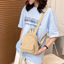 Women Mini Backpack Corduroy Girls Bookbags Retro Travel Rucksack (Khaki)