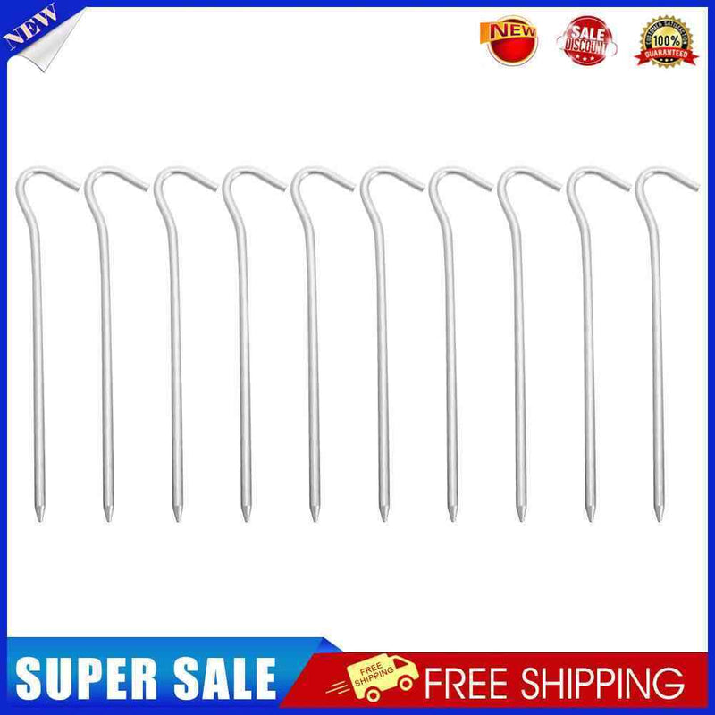 10pcs Aluminium Alloy Tent Pegs with Hooks Garden Stakes Ground Nail (Silve