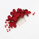 Jewelry Crystal Red Flower Hair Pin  Bridesmaid Tiara Bridal Clips Hair Combs