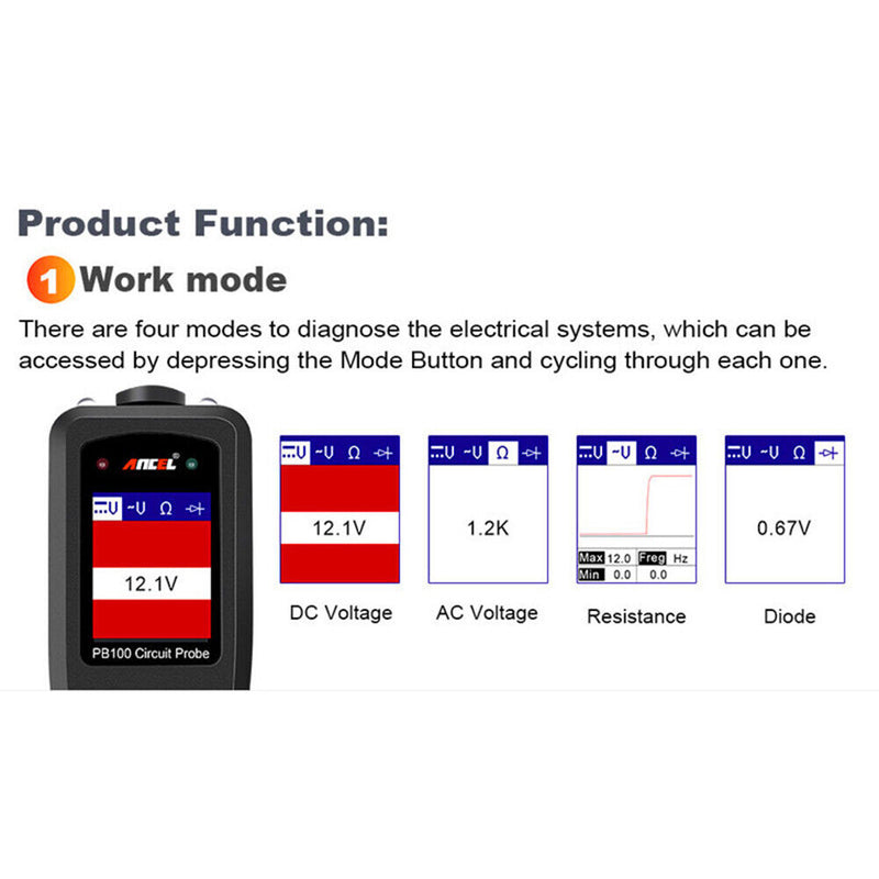 Ancel PB100 Multifunctional Automotive Battery Circuit Tester Power Scanner