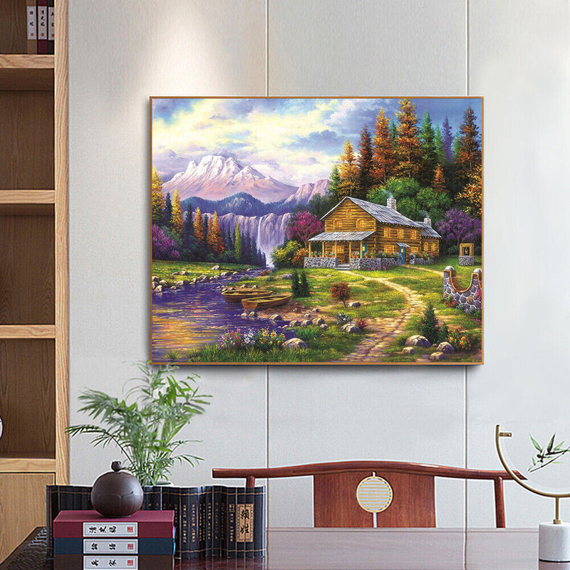 Paint By Numbers Lodge Between Mountains and Forests Painting Kit (B991)