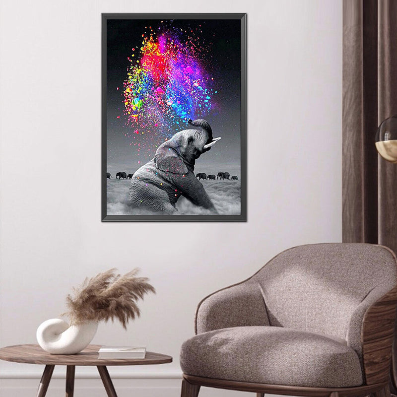 Spray Elephant Oil Paint By Numbers Kits Canvas Picture Wall Art Home DIY C