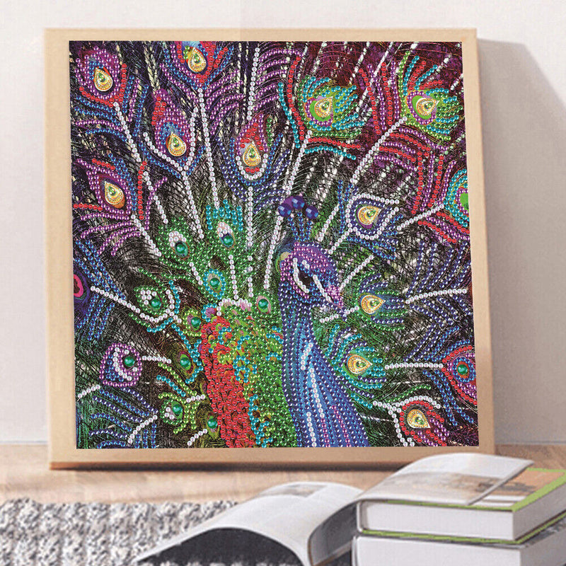 5D Diamond Painting Peacock Partial Special Shape Drill Wall DIY (UP273) Newly