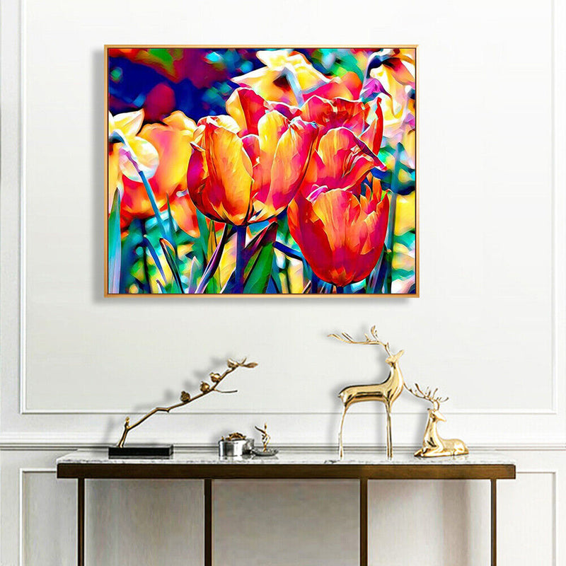 Colorful Flower Oil Paint By Numbers Kit DIY Acrylic Painting Frameless Drawi