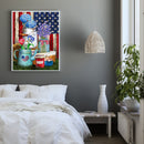 5D Diamond Painting Kit DIY flag and flowers Full Round Drill Mosaic Picture
