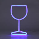 LED Neon Light Wine Glass Night Light USB Christmas Kids Room Decor (Blue) Newly