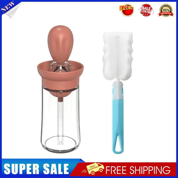 Oil Bottle with Brush Kitchen BBQ Cooking Baking Oil Spray Dispenser (Red)