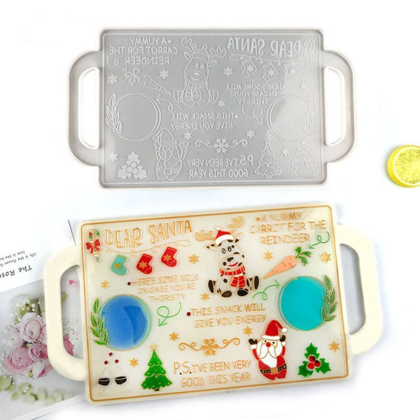 Epoxy With Handle Storage Tea Cup Tray Mold Christmas Tray DIY Silicone