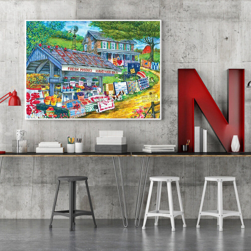 5D DIY Diamond Painting Farm Shop Full Round Drill Mosaic Art Picture Rhine