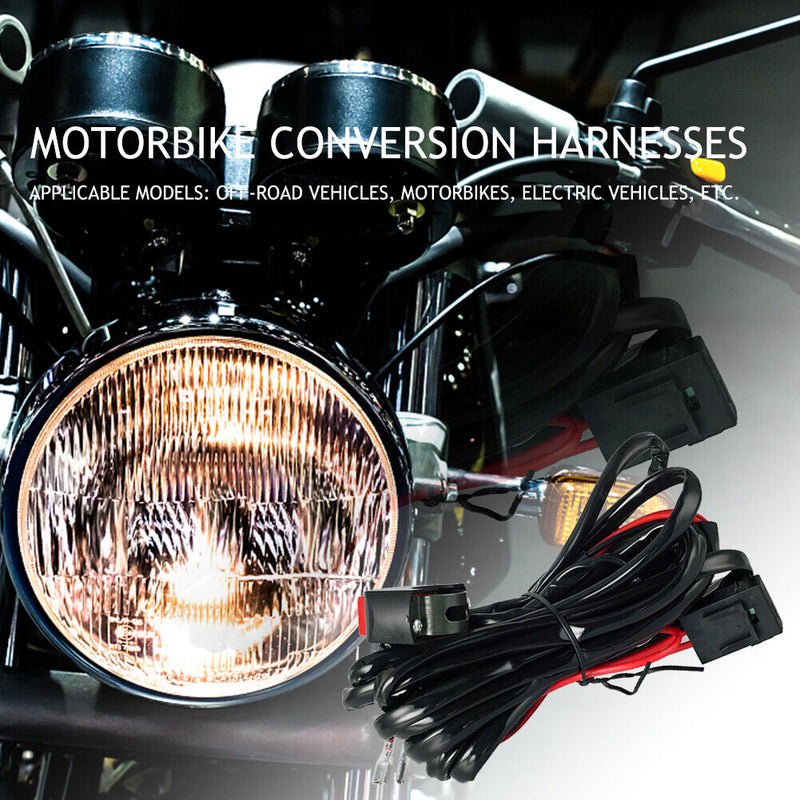 Motorcycle Fog Light Wiring Harness LED Lamp Headlamp Refit Switch Cable Newly