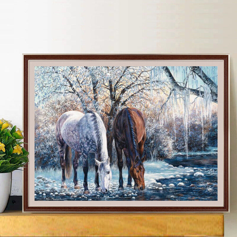 #A 5D DIY Diamond Painting Glacier Horse Kits Full Round Drill Wall Decor Crafts