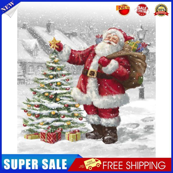 Hand Painted Oil Paint By Numbers Santa Claus Drawing Canvas Craft (M928)
