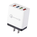 4 USB Travel Wall Charger 3A Fast Charging Charger US Plug Adapter (Black) Newly