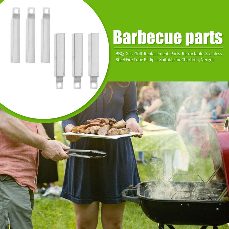 6 Sets Retractable Stainless Steel Grill Crossover Tube for Charbroil Nexgrill