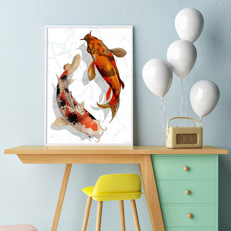 Koi 5D DIY Full Round Drill Diamond Painting Rhinestones Mosaic Handwork 30x40cm