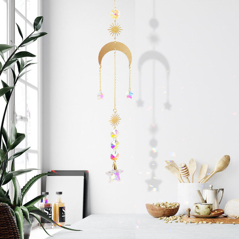 Crystal Star Hexagon Chandelier Pendant Prism Hanging Lamp Ornament Car Penda