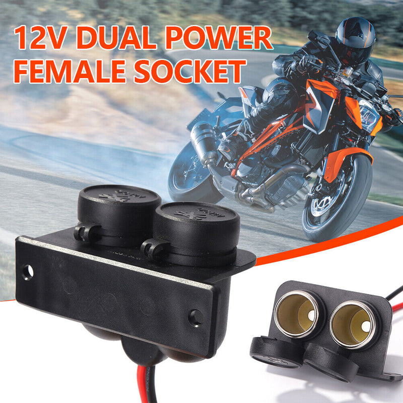 Car Cigarette Lighter Socket 12V Waterproof Dual Power Outlet with Wire