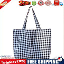 Women Portable Cloth Shopping Handbag Tote Plaid Food Picnic Bags (Black)