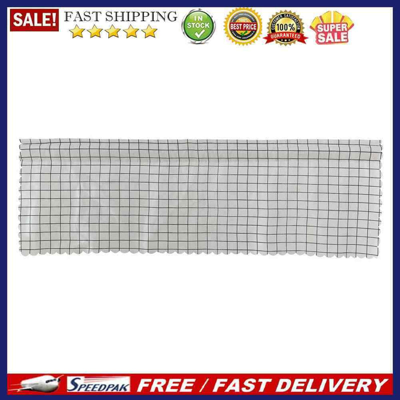 2pcs Short Curtain Shading Home Decor for Window Screen (White Grid)
