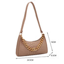 Women Fashion Shoulder Bag Alligator Pattern PU Chain Tote Handbag (Khaki)