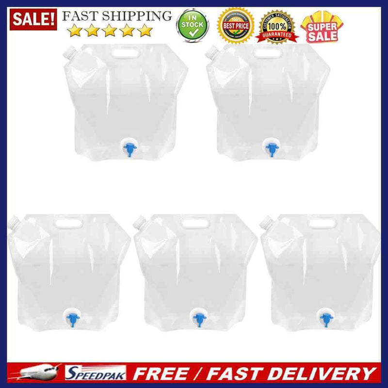 5pcs 5L/10L Portable Outdoor Foldable Collapsible Water Bags Camping Carrier