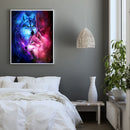 DIY Paint By Number Kit Frameless Red Blue Wolf Handpainted Canvas Wall Decor