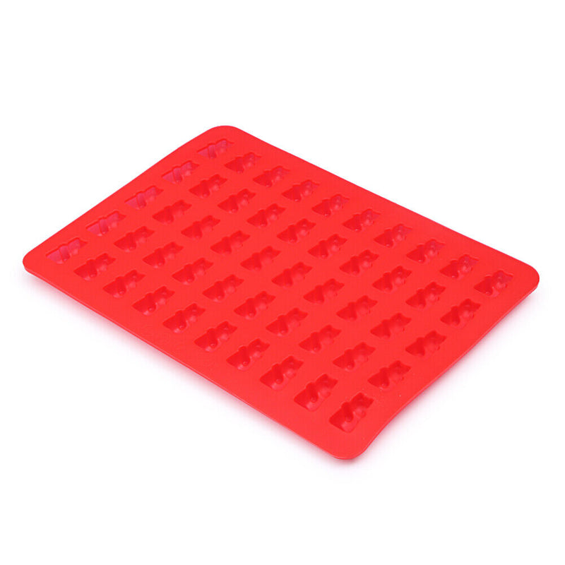 50 Cavity Gummy Bears Silicone Soap Ice Cube Tray Baking Mold (Red) Newly