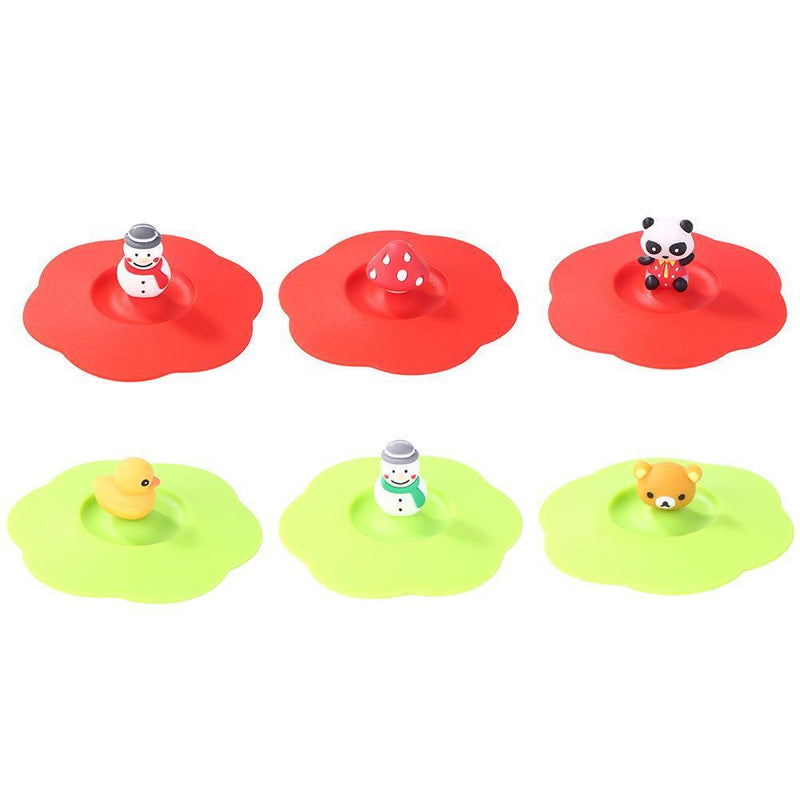 10pcs Torx Silicone Cup Cover Heat-resistant Reusable Cartoon (Red Snowman)