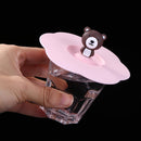 5pcs Silicone Cup Cover Heat-resistant Leak Proof Cartoon Lid (Pink Bear)