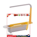 Telescopic Sink Storage Rack Holder Adjustable 2-in-1 Sink Basket (Yellow) Newly