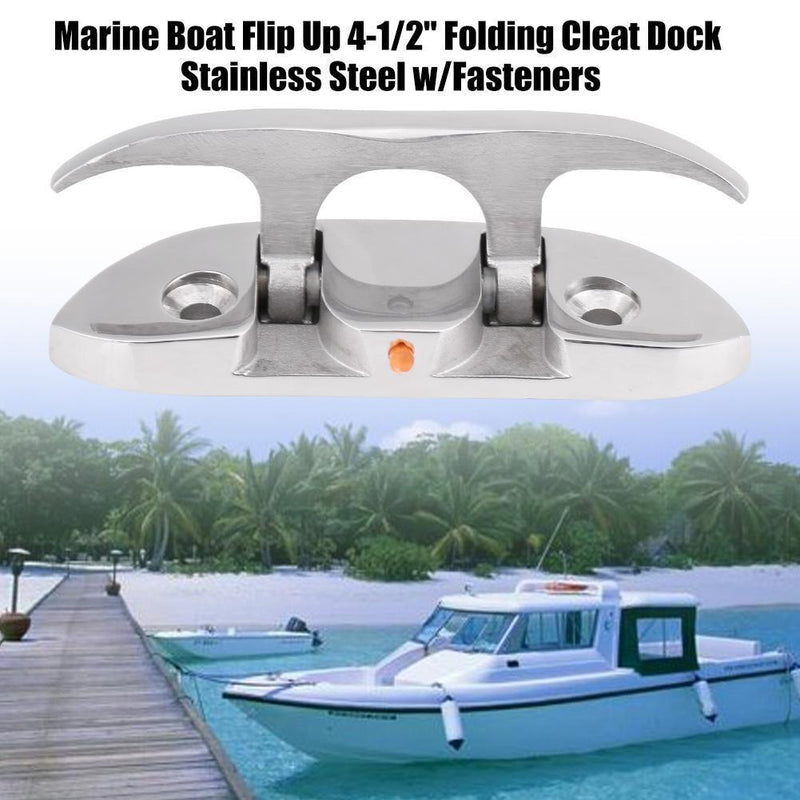 Folding Dock Cleat 4-1/2 inch 316 Stainless Steel Retractable Boat Cleat Newly