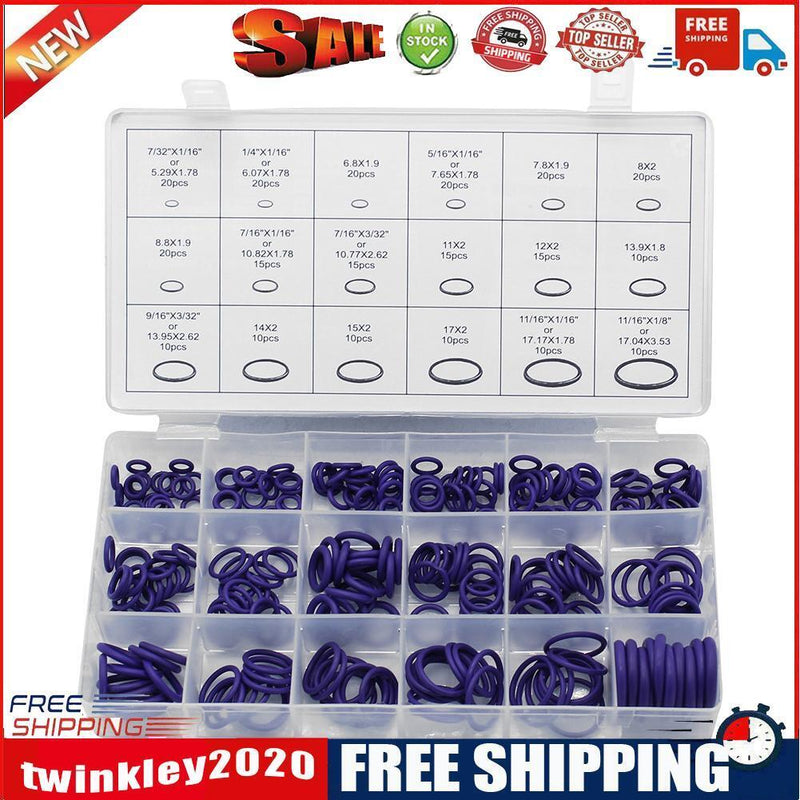 270pcs Assorted Air Conditioning Seal O-ring R22 R134a Rubber Gasket Purple