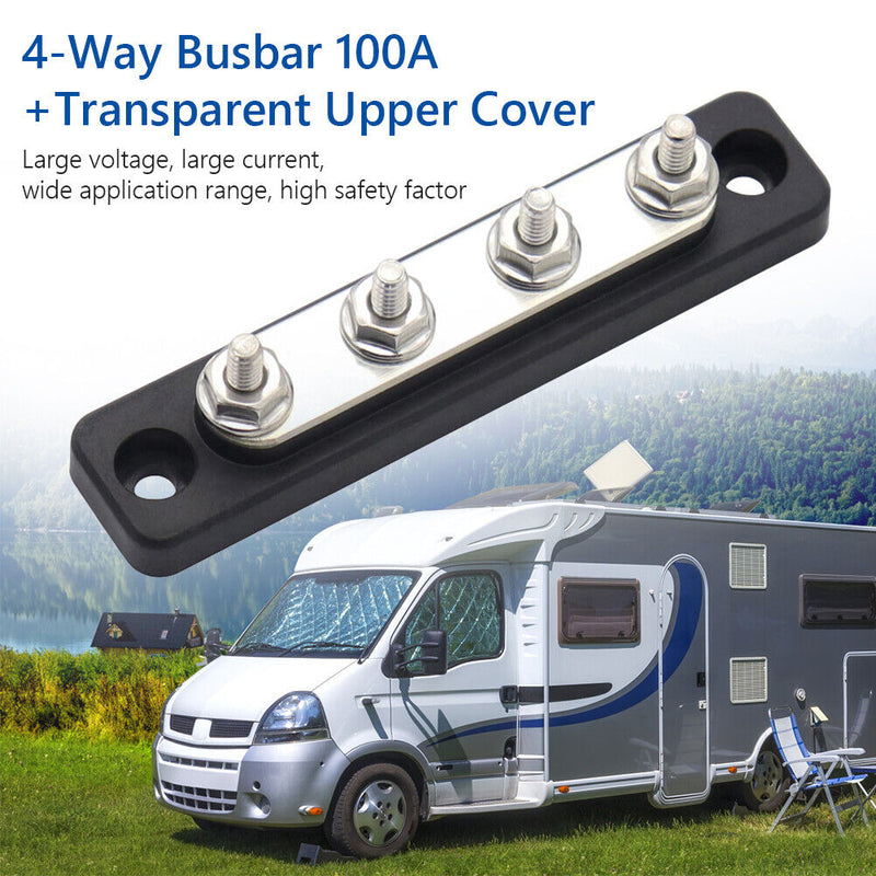 Bus Bar 48V 100 Amp Busbar with Clear Cover for Truck Boat RV (AOA1135-A) Newly