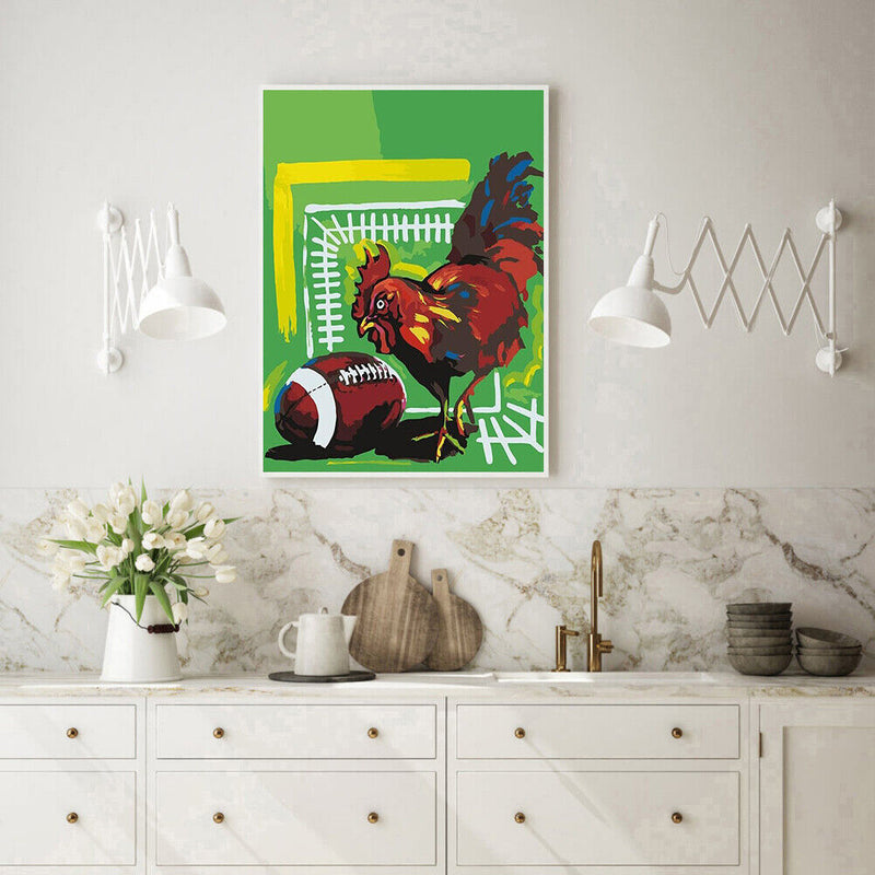 Painting By Numbers Kit Frameless DIY Rugby Rooster Hand Painted Canvas Artwork