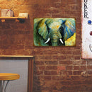 Tin Plates Wall Signs Retro Painting Tusk Elephant Metal Plate Poster for Bar