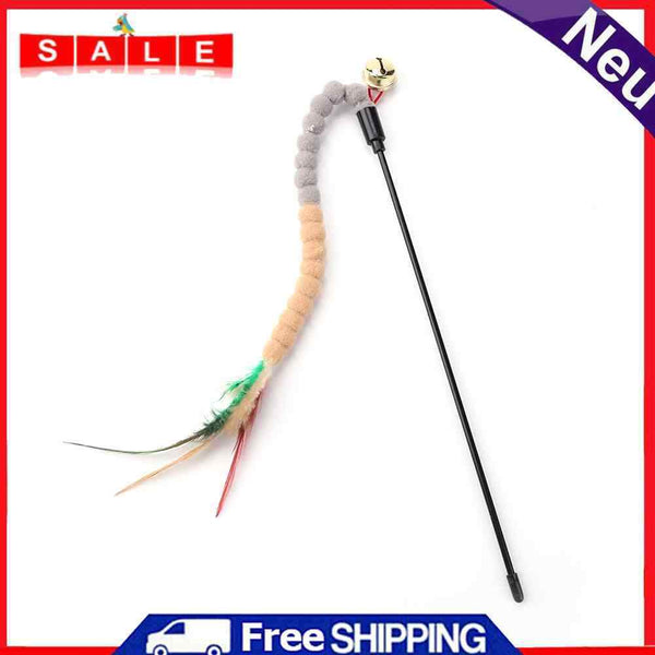 Cat Teasing Stick Colorful Ball Feather Pets Teaser Rod Pet Interactive Toys