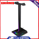 RGB Headphones Stand Holder Gaming Headset Desk Bracket with 3.5mm 2 USB Ports