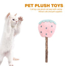 Pet Cat Plush Teething Toys Catnip Lollipop Pet Molar Sticks (Strawberry)